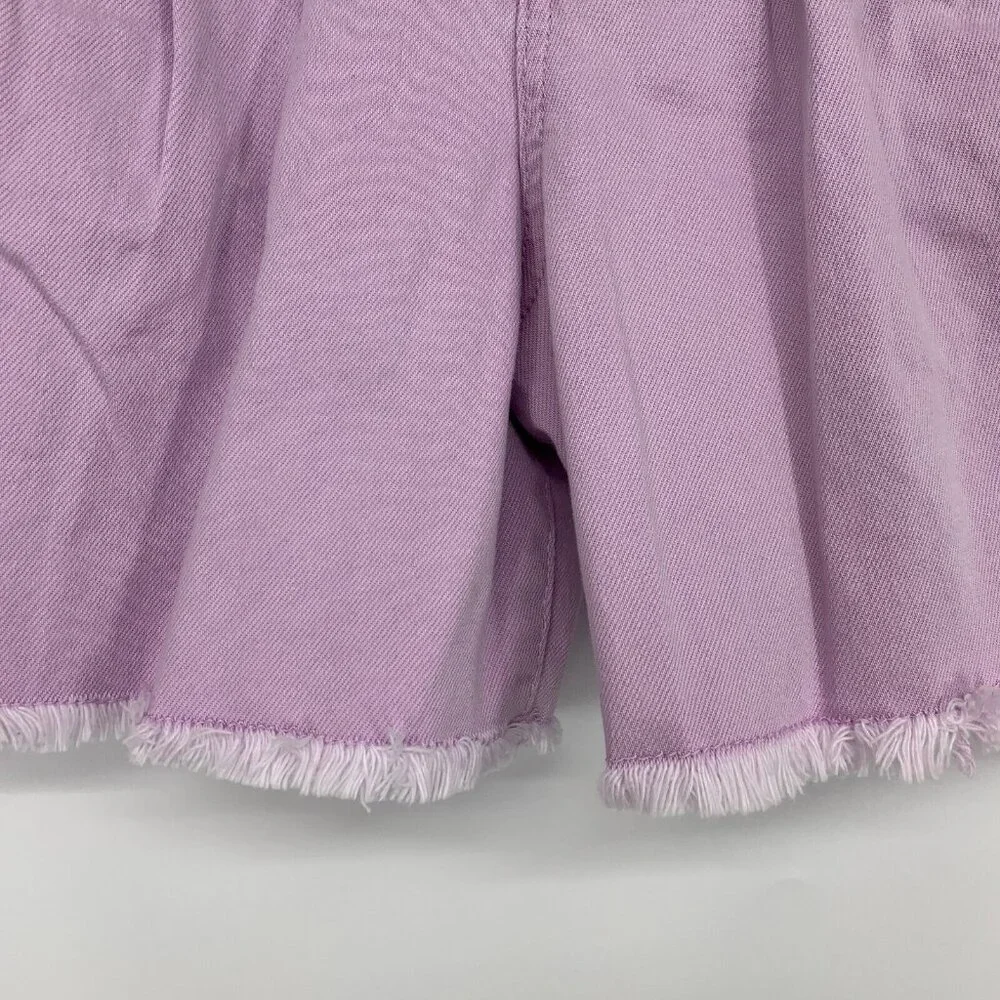 Wild Fable Shorts Purple Highest Rise A Line Pleated Bermuda Fray NWT - Picture 6 of 9